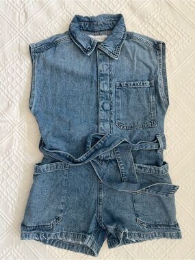 One-time worn Zara Light Blue Kid’s Denim Romper